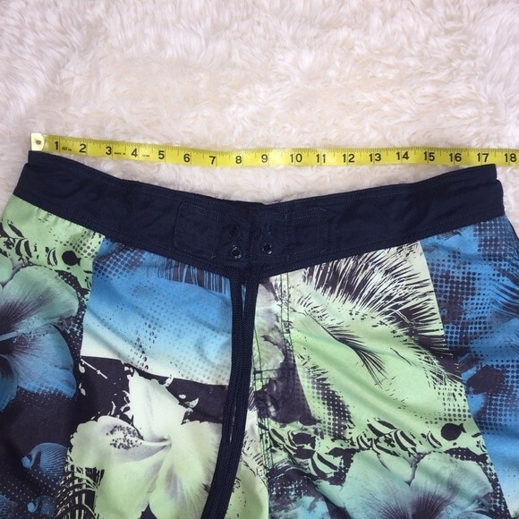 Speedo Swim Trunks Sz L Tropical Blue Hawaiian Surf Shorts Board Shorts - Picture 9 of 12